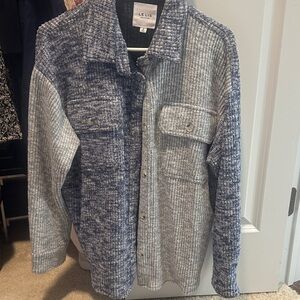 Le Lis Blue and Gray Textured Jacket